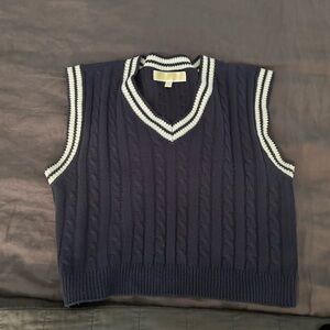 navy and white sweater vest